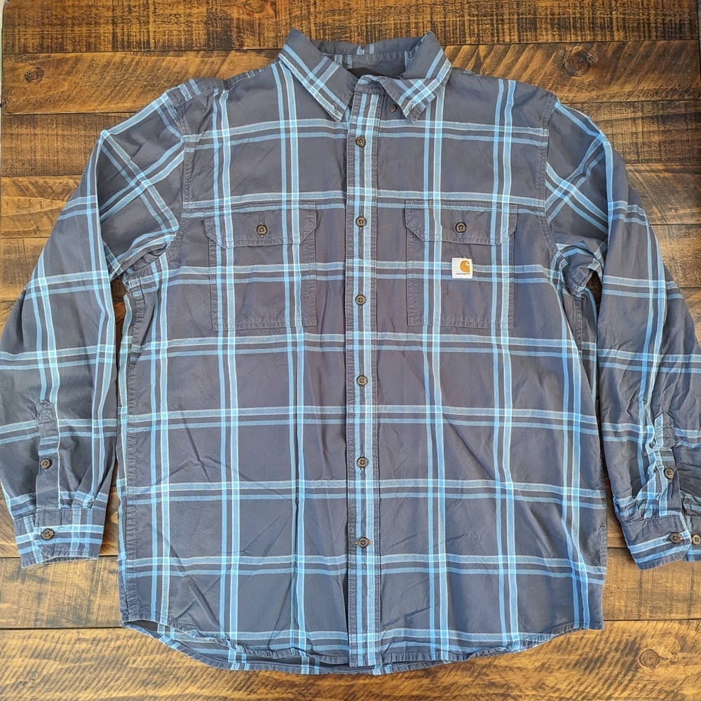 Carhartt Loose Fit Long Sleeve Shirt MidWeight Blue Chambray TW4447-M Mens Large